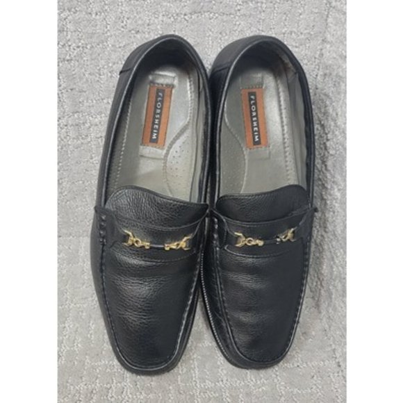 Florsheim Men's Size 13 D Black Leather Slip On Horsebit Moc Toe Loafer Shoes - Picture 4 of 9